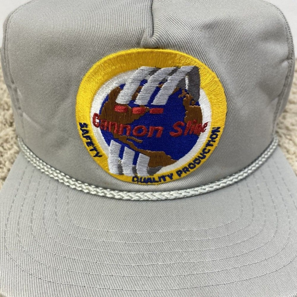 Vtg‎ Voyager Cannon Sline Trucker Snapback Hat Gray Roped Yellow Patch Cap USA - Picture 12 of 12